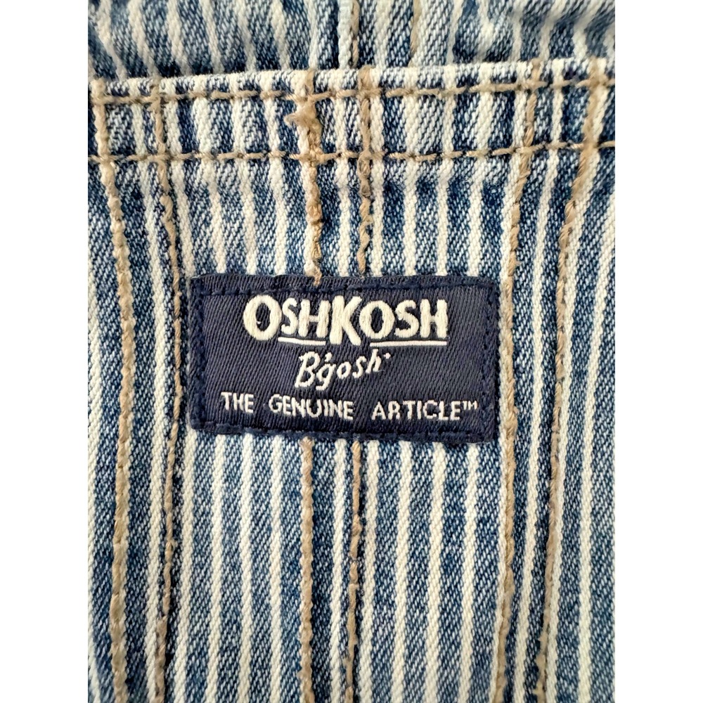 Vintage OshKosh B'Gosh Vestbak Hickory Stripe Overalls 4T Railroad Denim - Picture 3 of 13